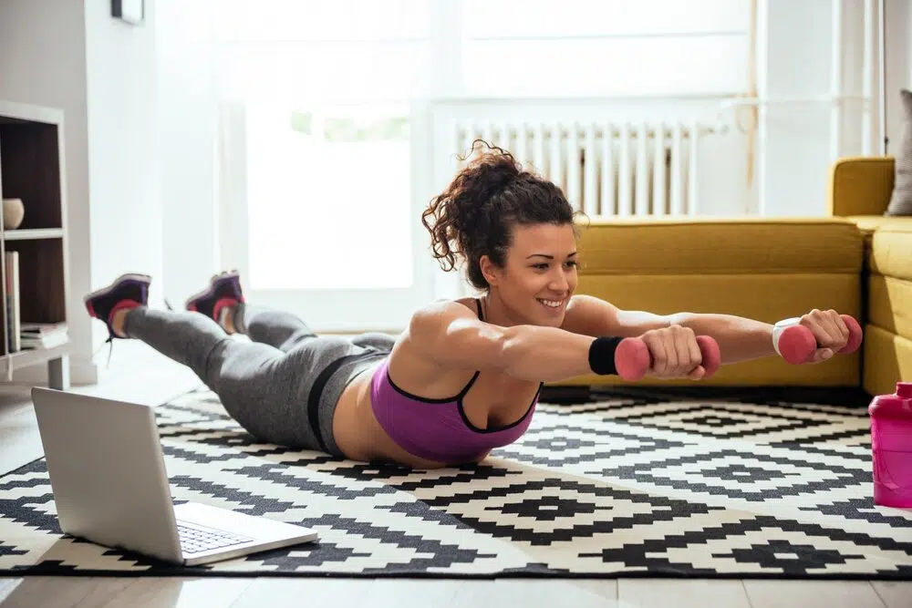 Fit woman doing a home workout