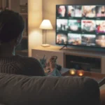 Person watching Television from Couch