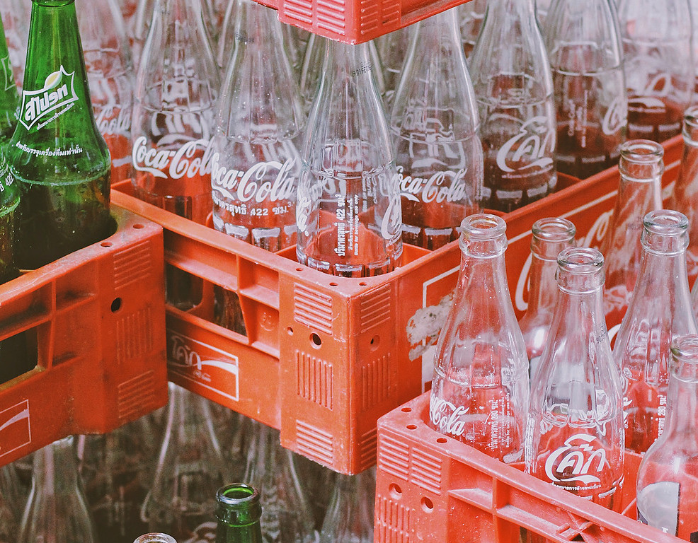 Empty soft drinks bottles