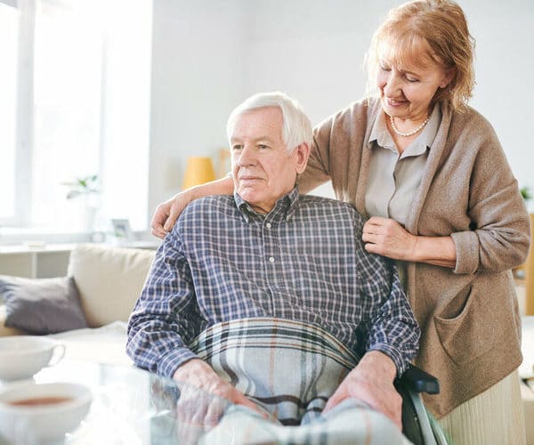 old age couple caring