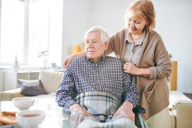 old age couple caring