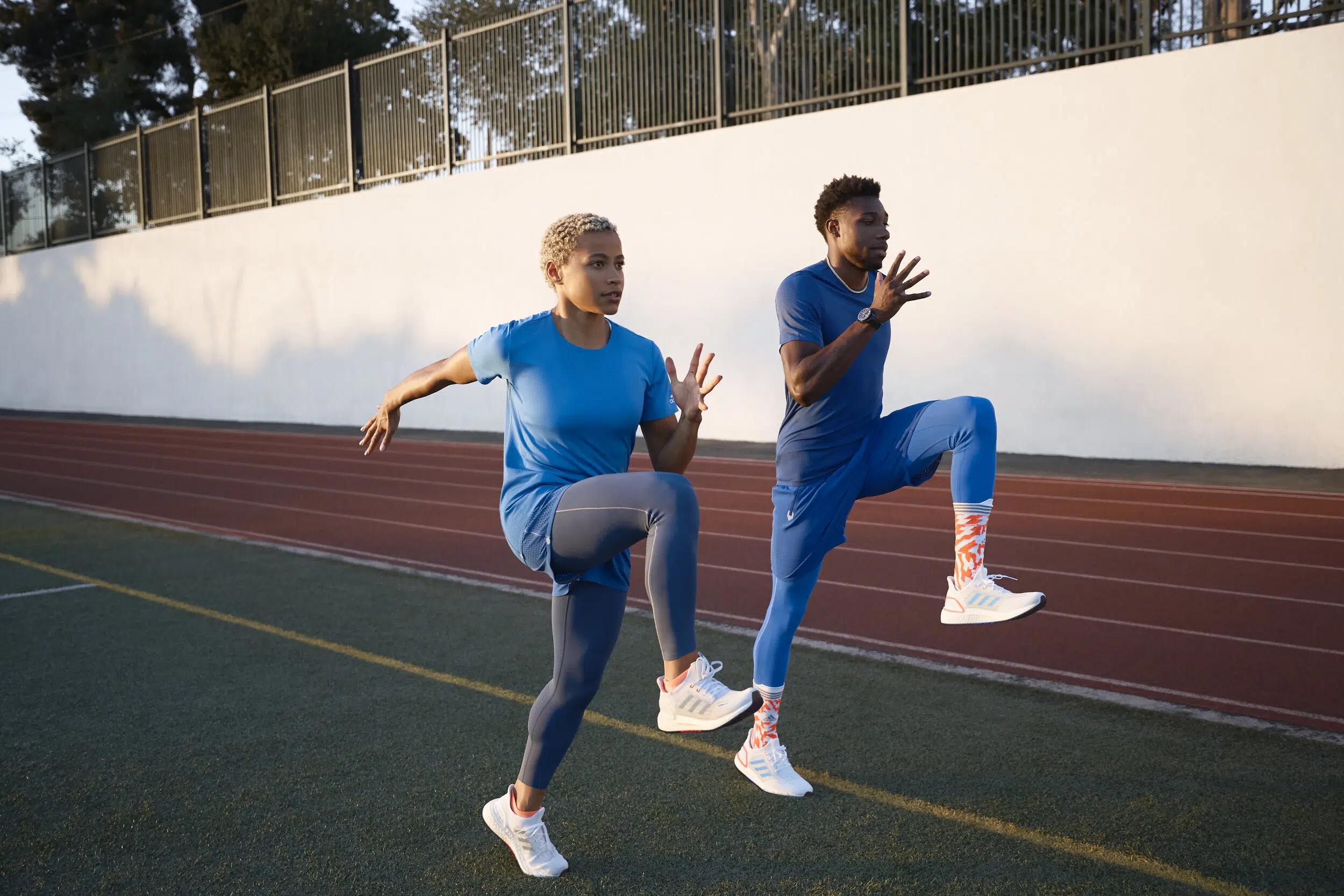 Two people excercising