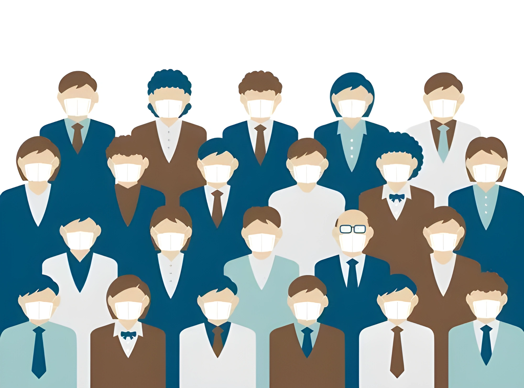 drawing of people wearing face masks