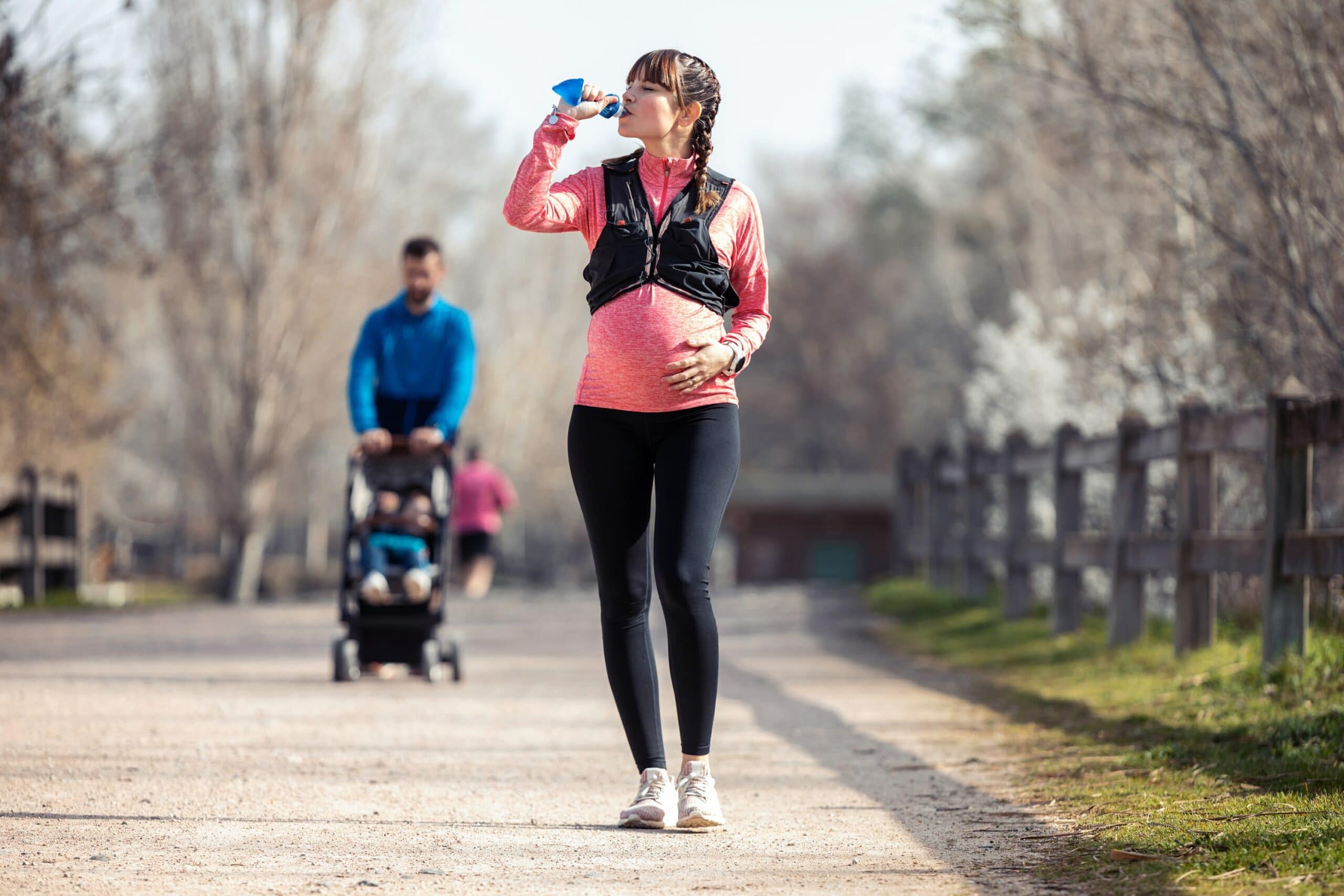 pregnant woman running