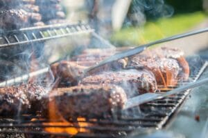 meat cooking on bbq
