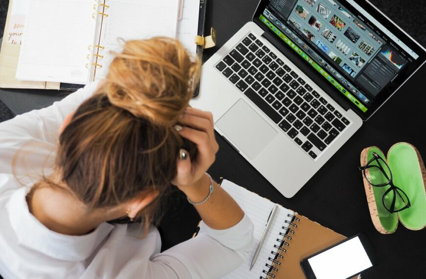 stressed person at desk