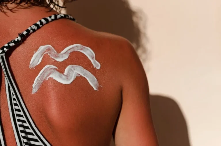 sun cream on shoulder