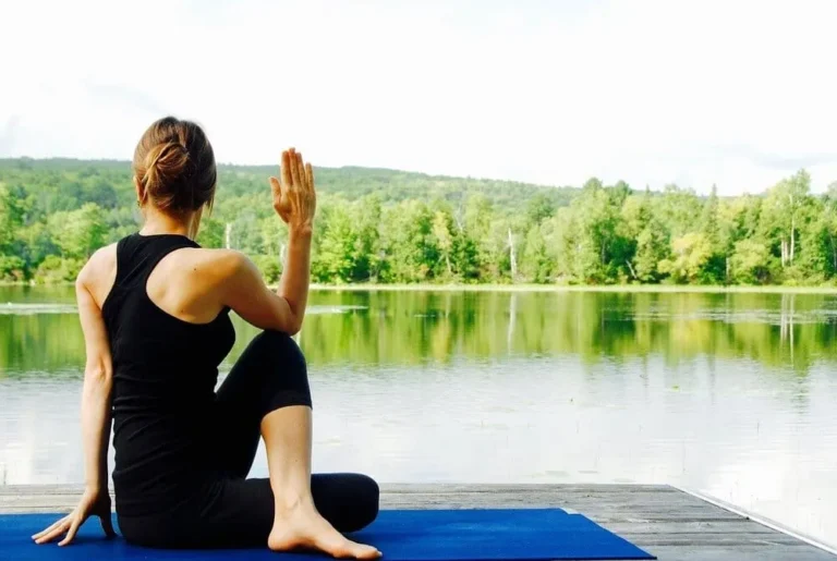 yoga by lake