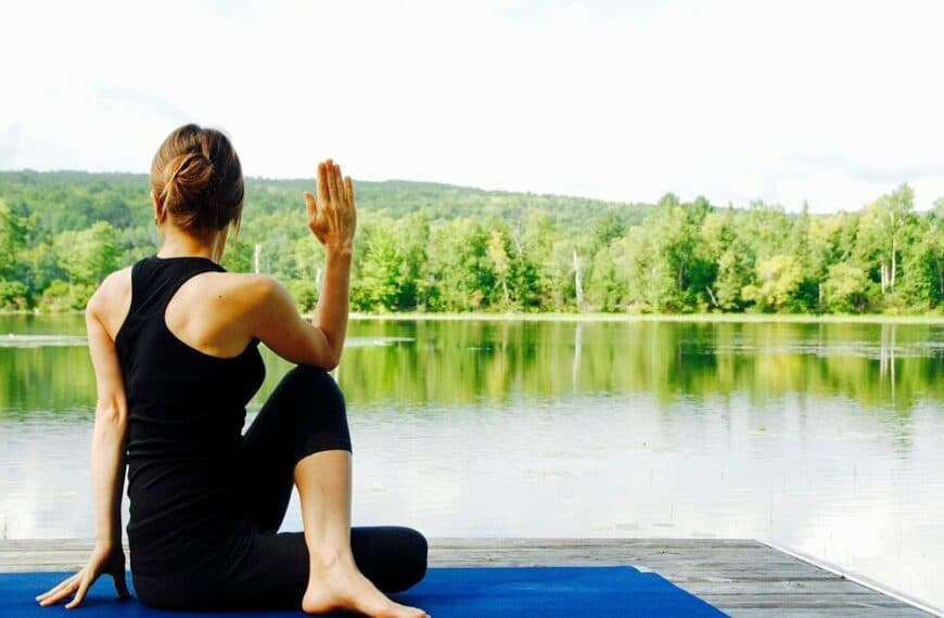 yoga by lake