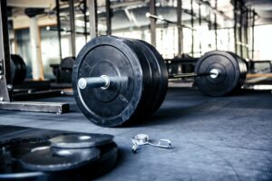 Weights on floor of a gym