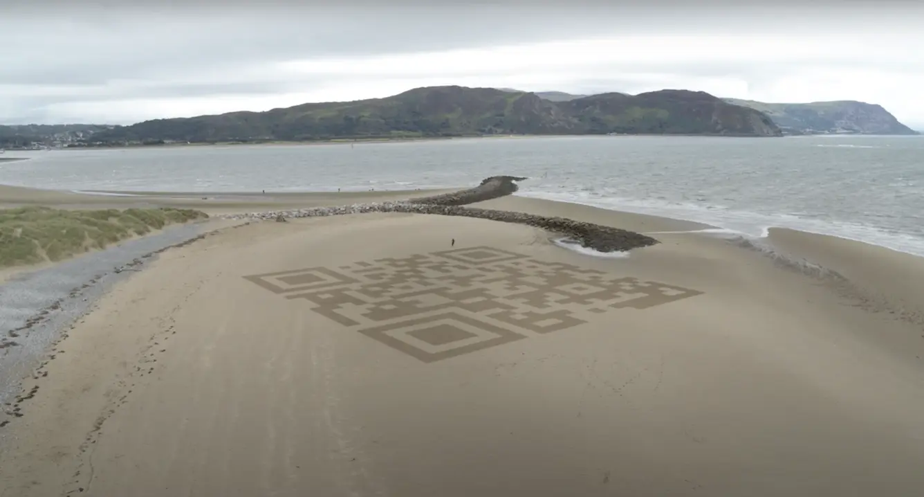 Qr code sand artwork