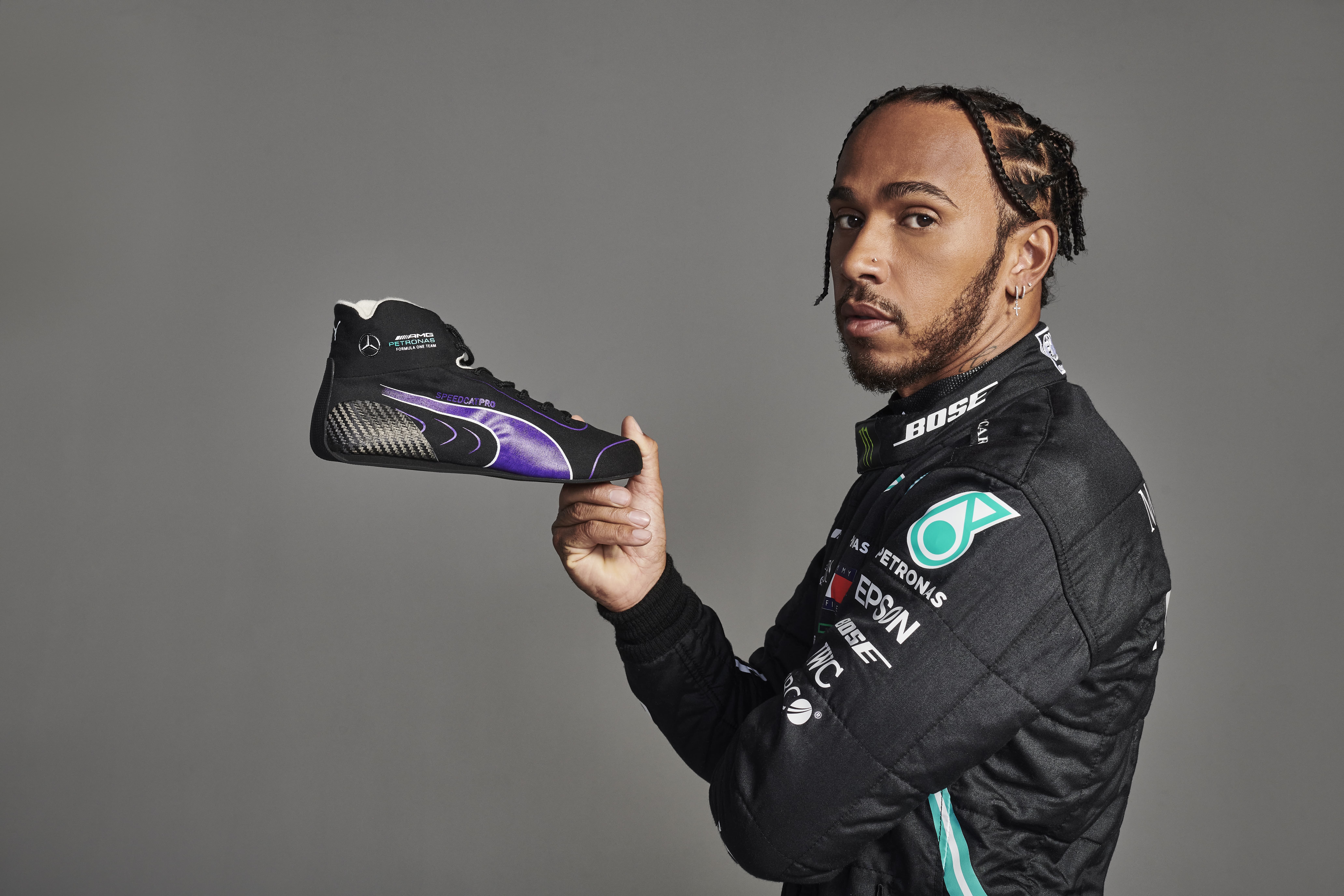 Puma unleashes the fastest shoes with the very first sales premiere of the mercedes amg petronas f1 team speedcat pro of lewis hamilton