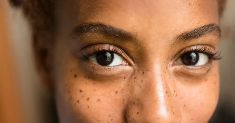 close up of womans eyes