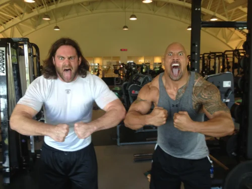 Evan Mathis and Dwayne Johnson