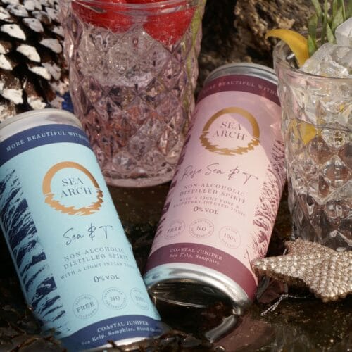 Sea T and Rose Sea T non alcoholic RTD cans from Sea Arch Drinks scaled