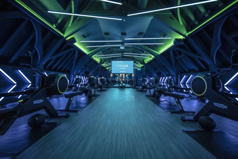 collection of rowing machines at the Engine Room