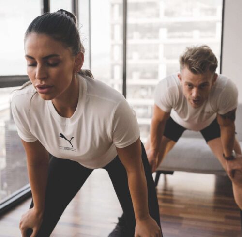 couple breathe during fitness training