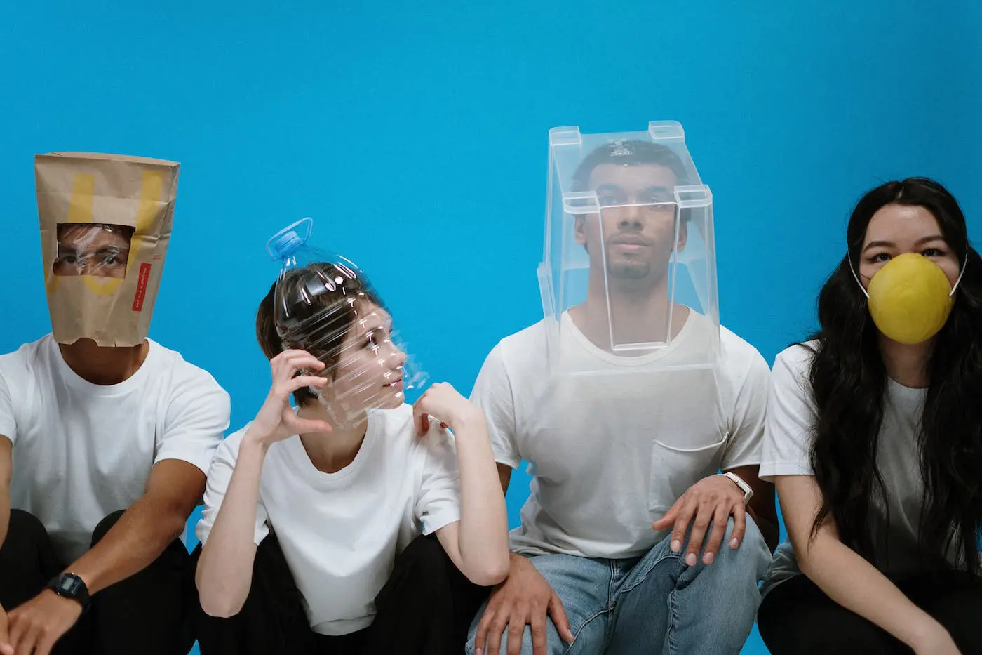 People wearing do it yourself facemasks