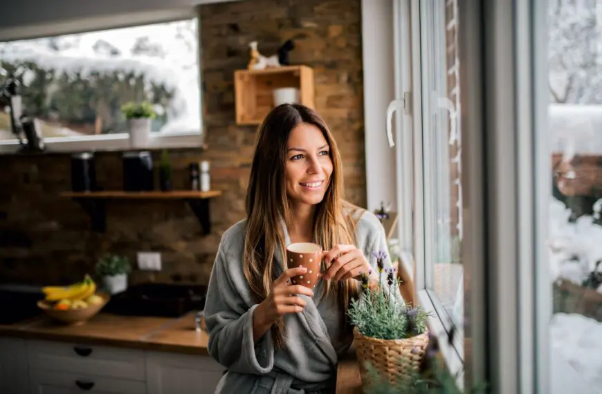 woman drinks coffee scaled