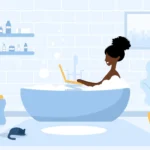 woman in bath graphic