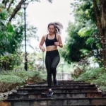 woman exercises outdoors