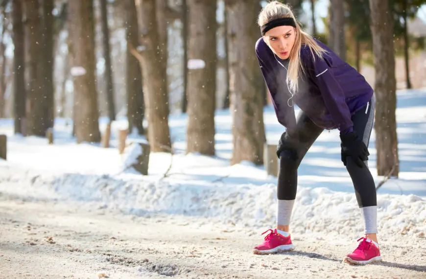 woman training on the snow