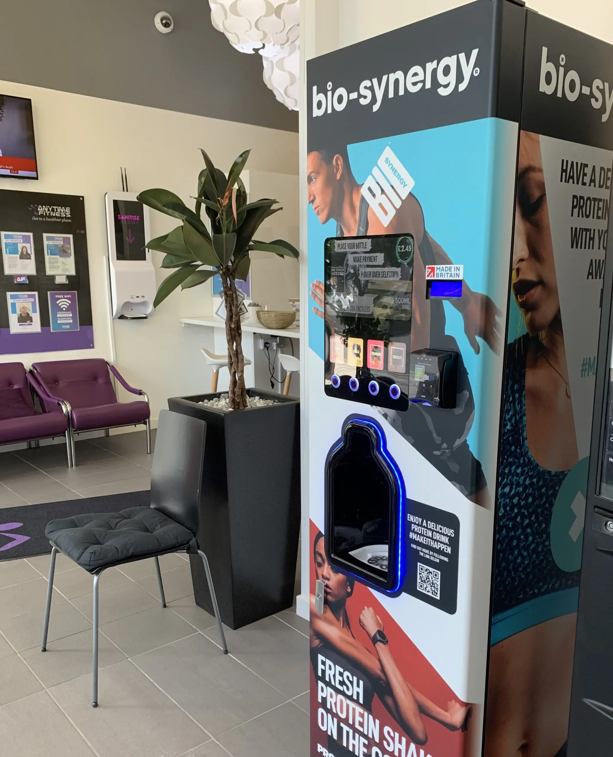 Bio-synergy launches protein shake vending machines at anytime fitness gyms nationwide