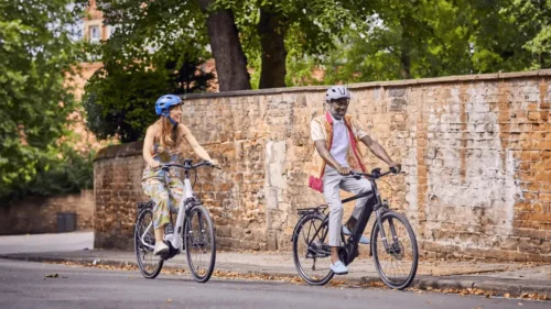 couple enjoy bike ride