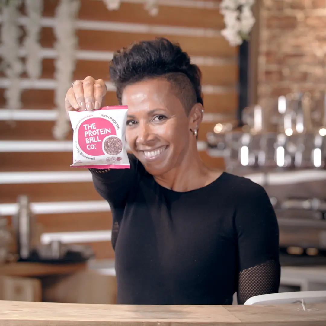 Dame kelly holmes promoting protein balls