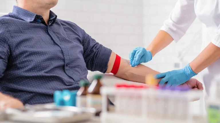 man donating blood