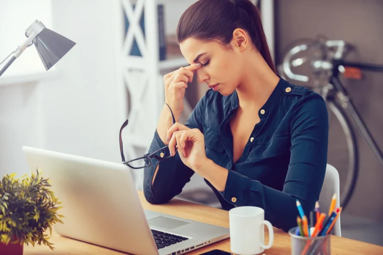 woman sitting at desk