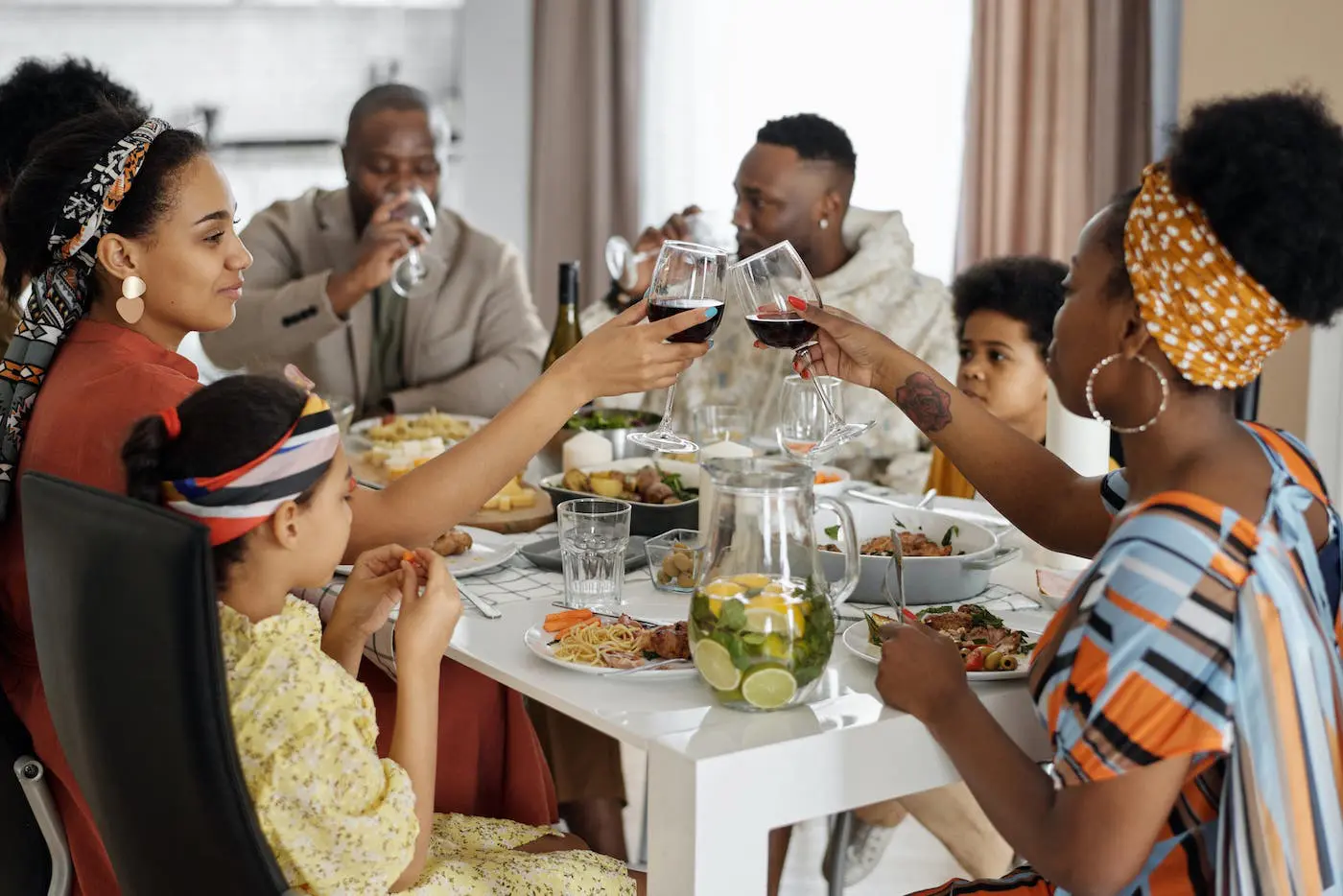 Family enjoying dinner together