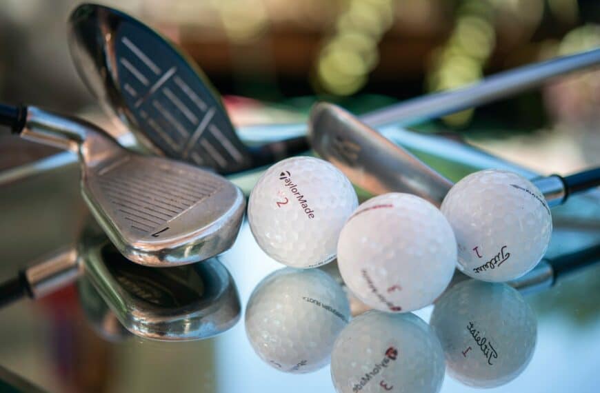 golf clubs and balls