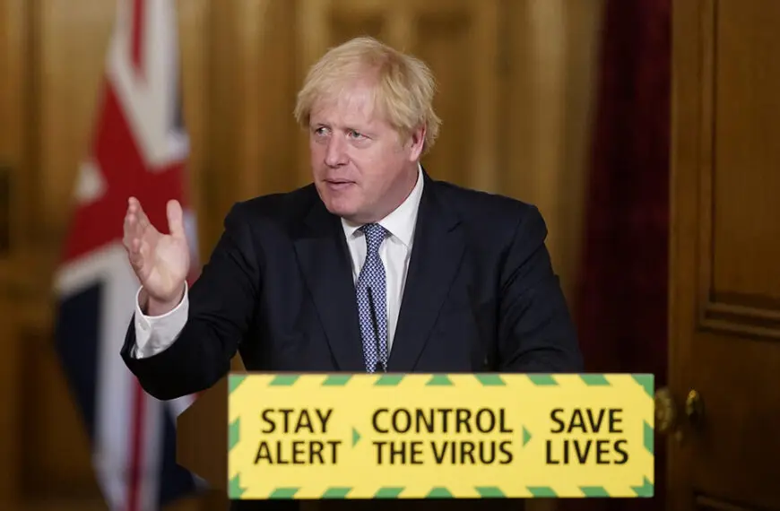 Boris Johnson giving a COVID 19 press conference