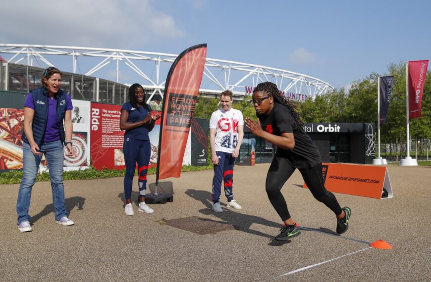 athletes outside london stadium