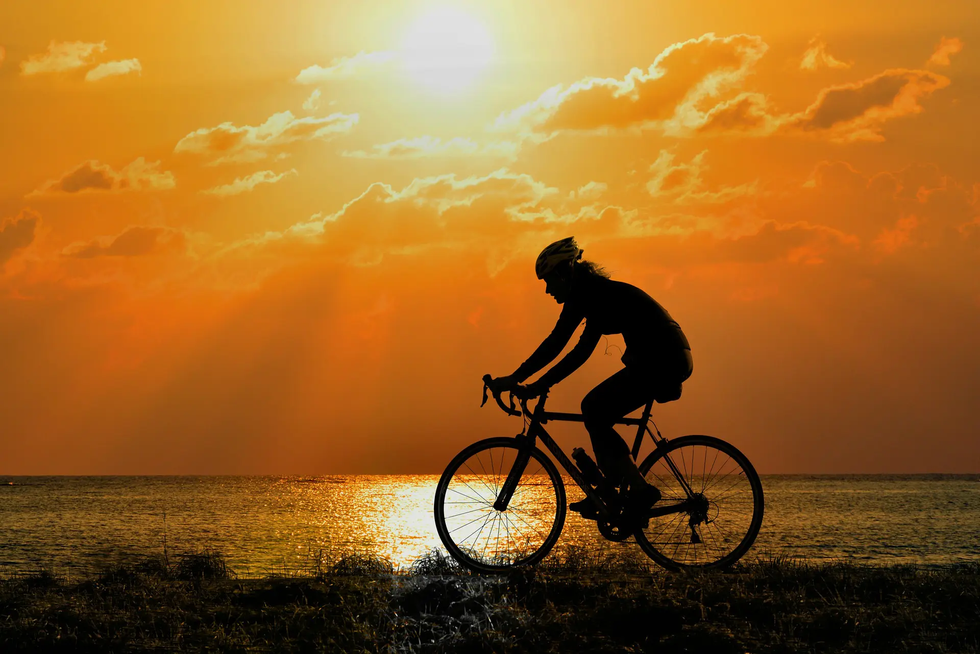 Cyclist in sunset