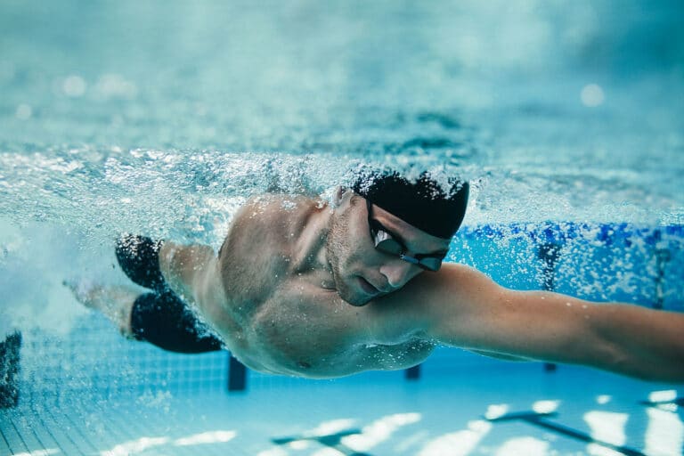 male swimmer under water