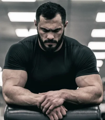 strong looking man concentates on mental motivation