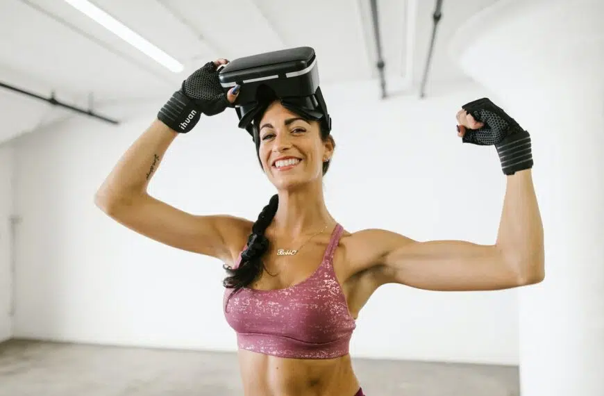 fit woman with VR on head