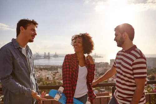 group of people taliking scaled