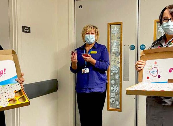 Staff on ward 225 show off the juicy new addition to the menu