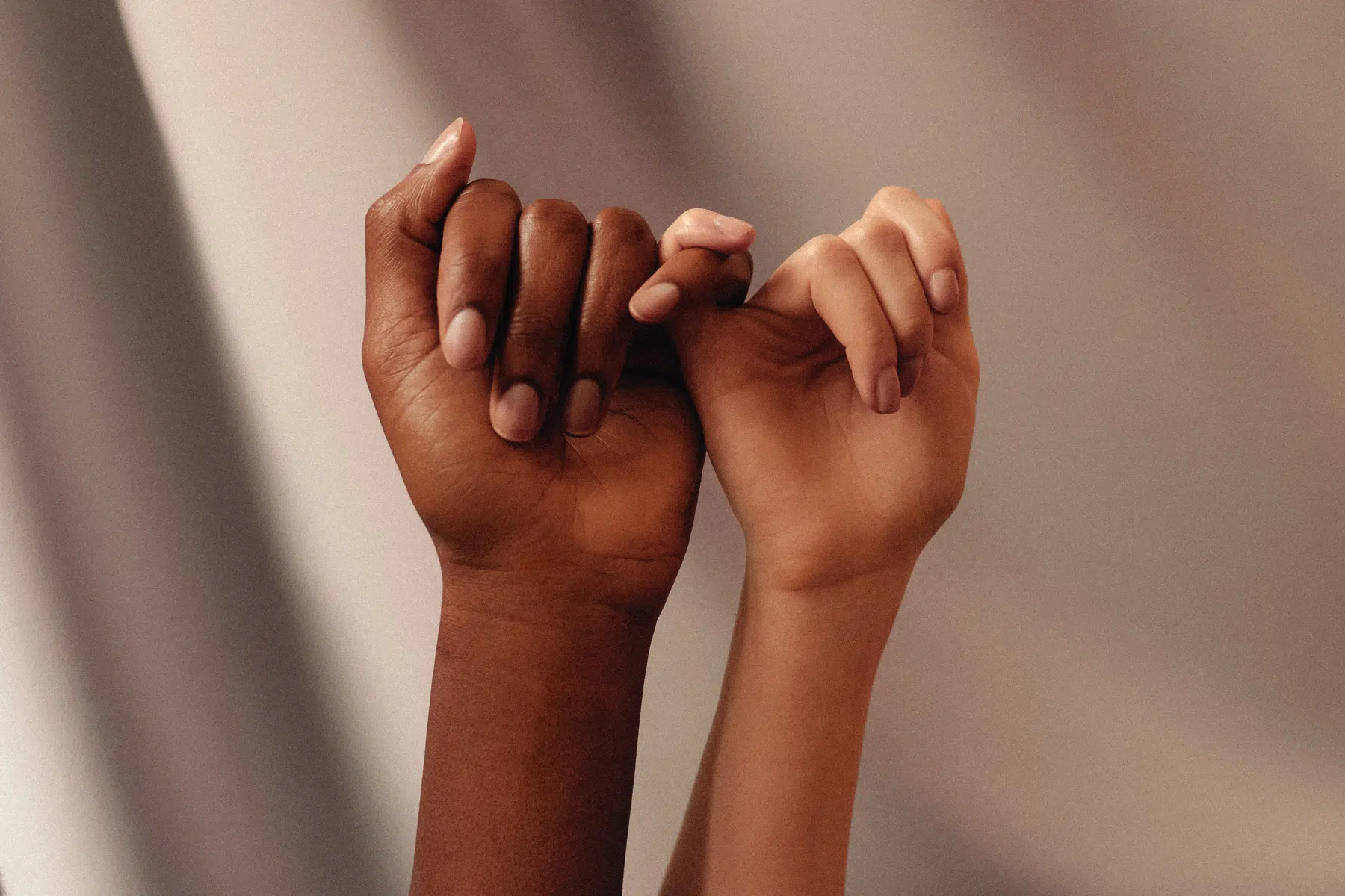 Hands held together with fingers