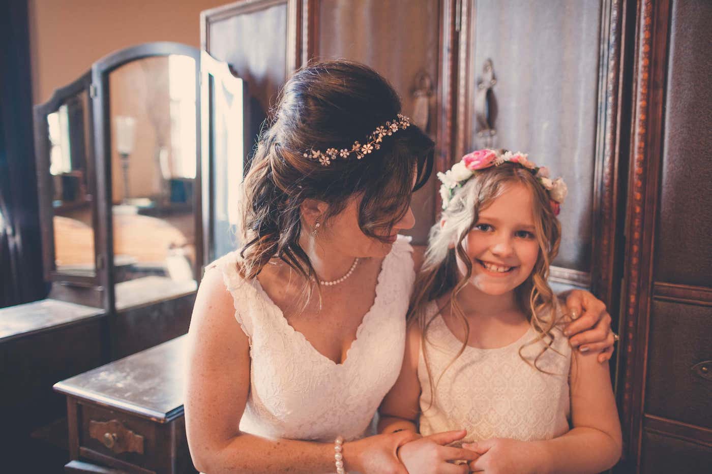 bride with young bridesmaid