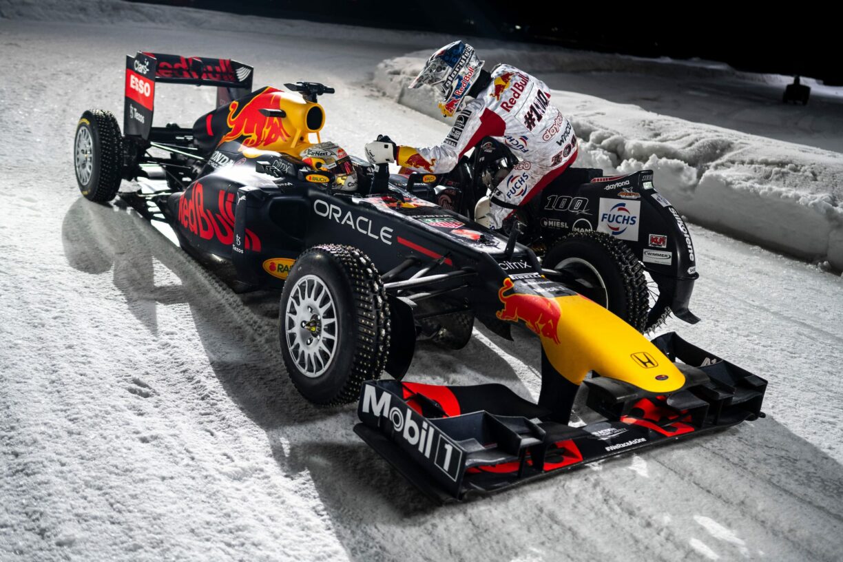 Max verstappen of the netherlands and franz zorn of austria seen during the gp ice race