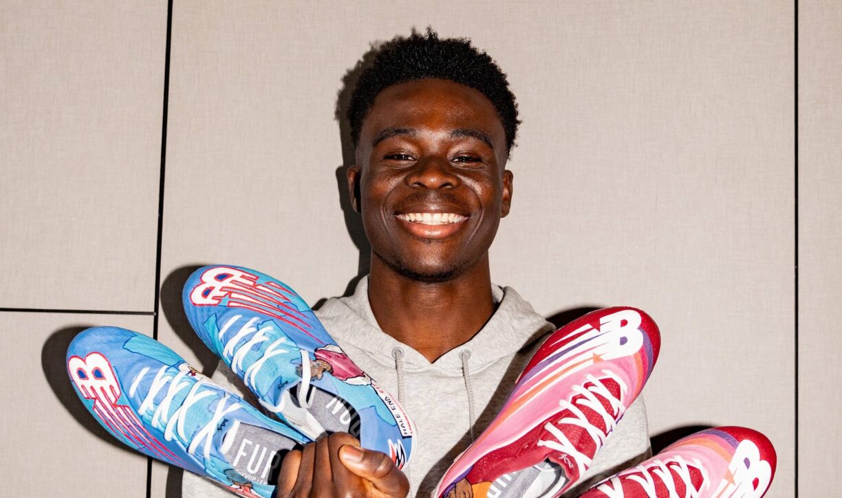 Bukayo Saka with new football boots