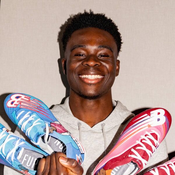 Bukayo Saka with new football boots