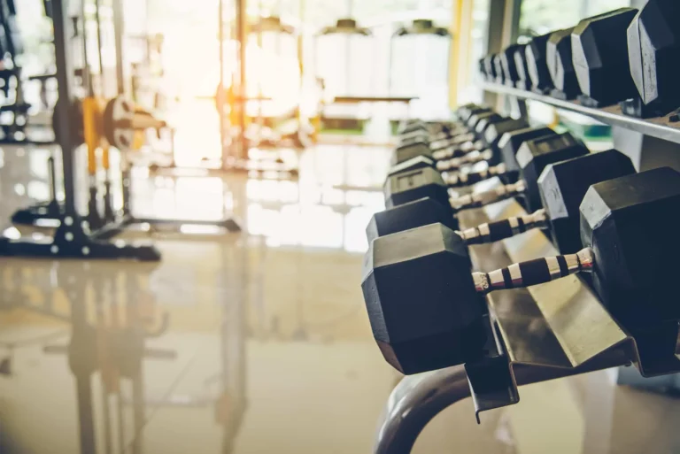 dumbells in gym