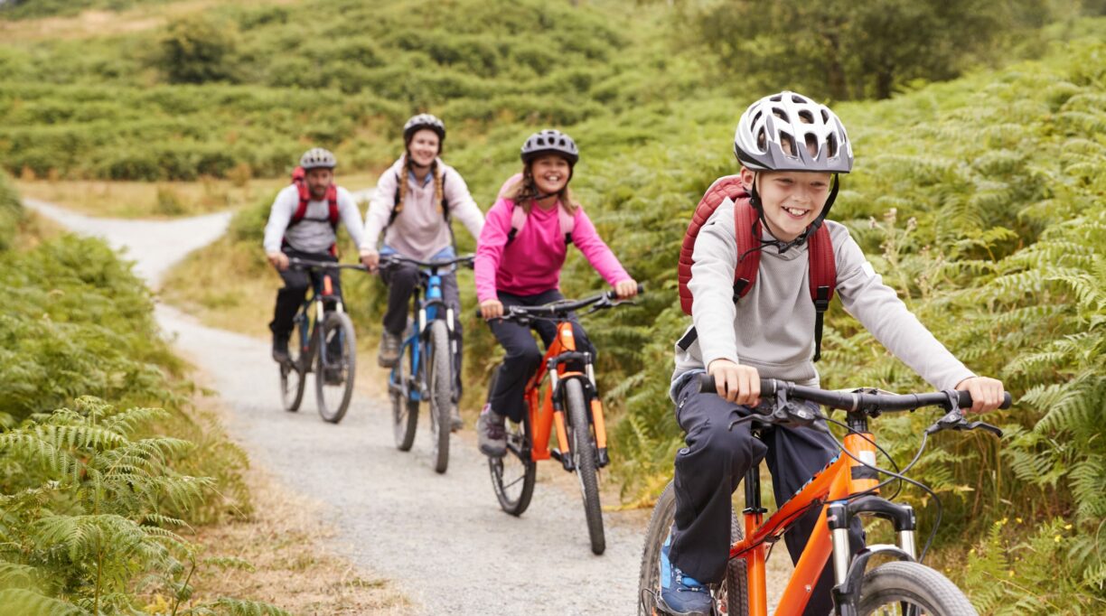 family out on a bike ride