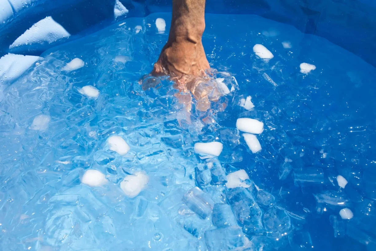 hand in ice bath