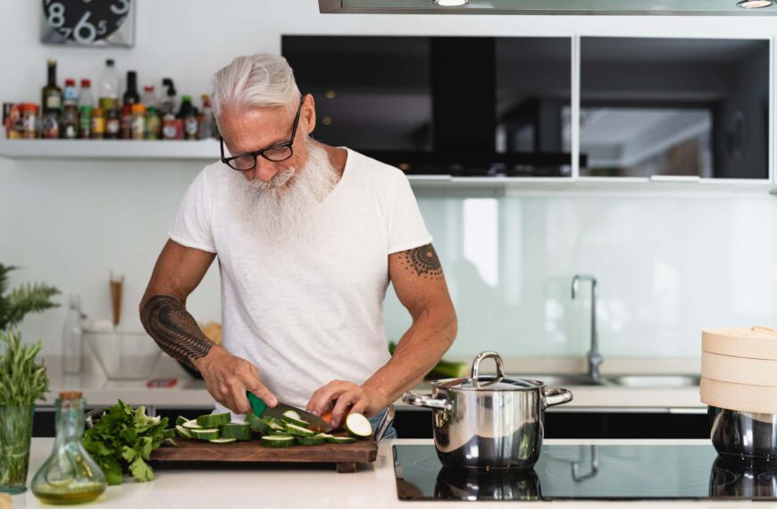 older gentleman prepares food